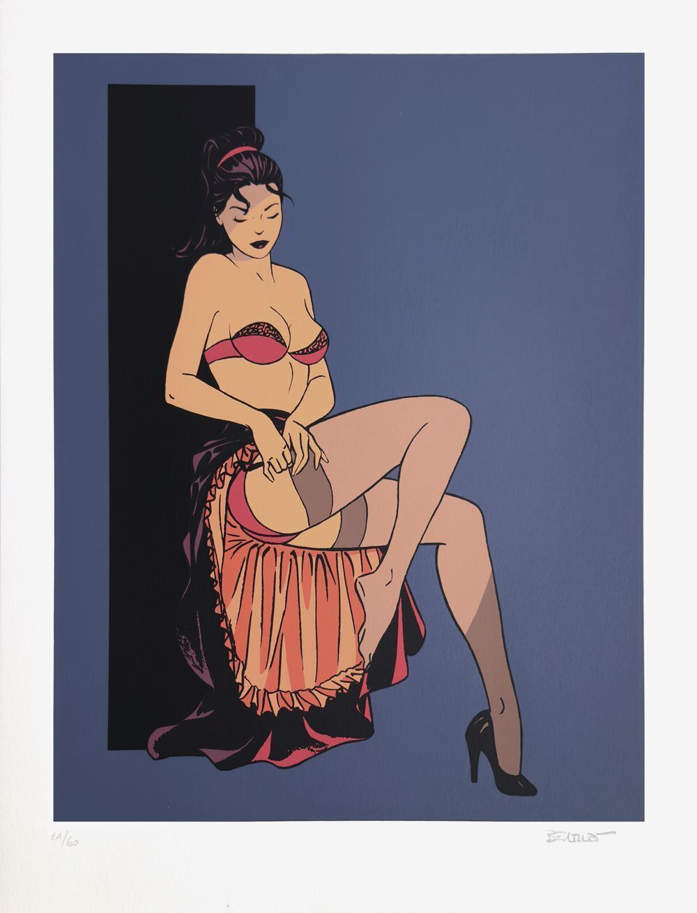 Philippe Berthet Signed Screenprint Pin Up En Bas Nylon 2008