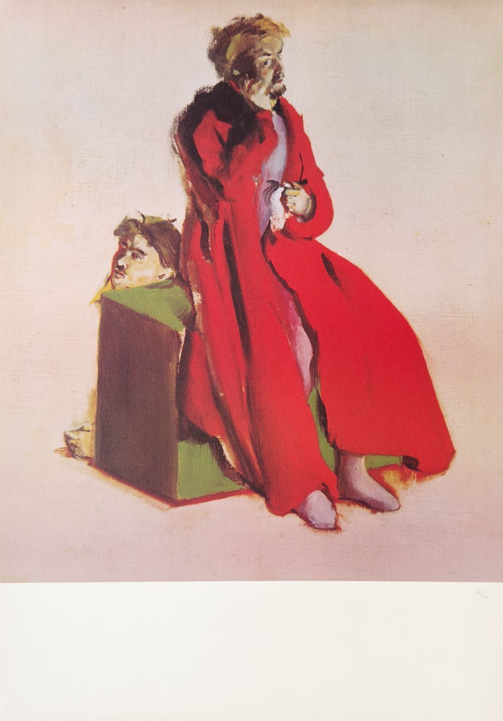 Christian Berard Lithograph Homme Au Manteau Rouge 1974