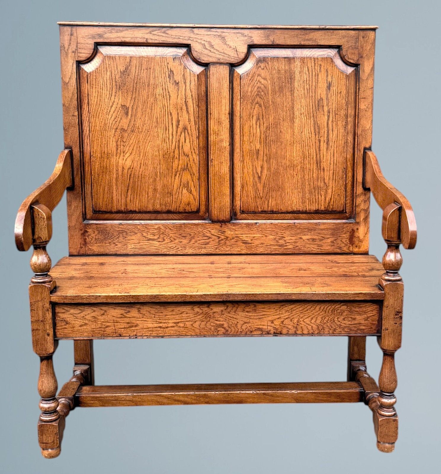 Oak Settle / Oak Hall Seat / Oak Hall Bench