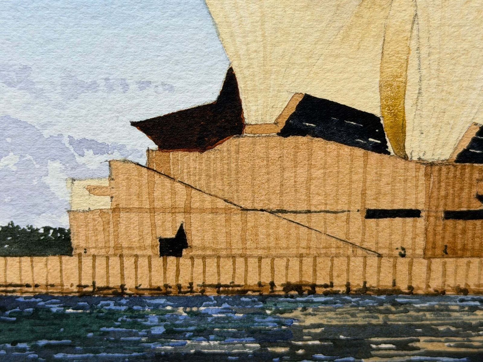 Vintage Sydney Opera House Painting Signed By G. Douglas Hemingway Dated 1977 photo for sale