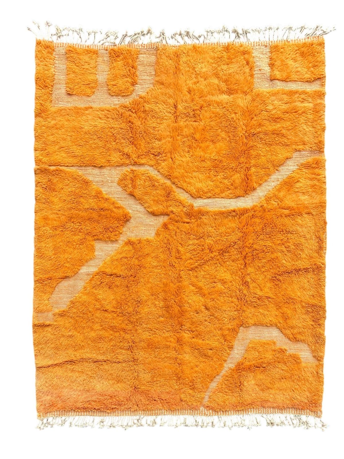 Handmade Moroccan Mrirt Rug – Burnt Orange Wool Rug 200x300 Cm –Modern Textured Carpet – Bold Abstract Design –Large Living Room Area Rug photo furniture