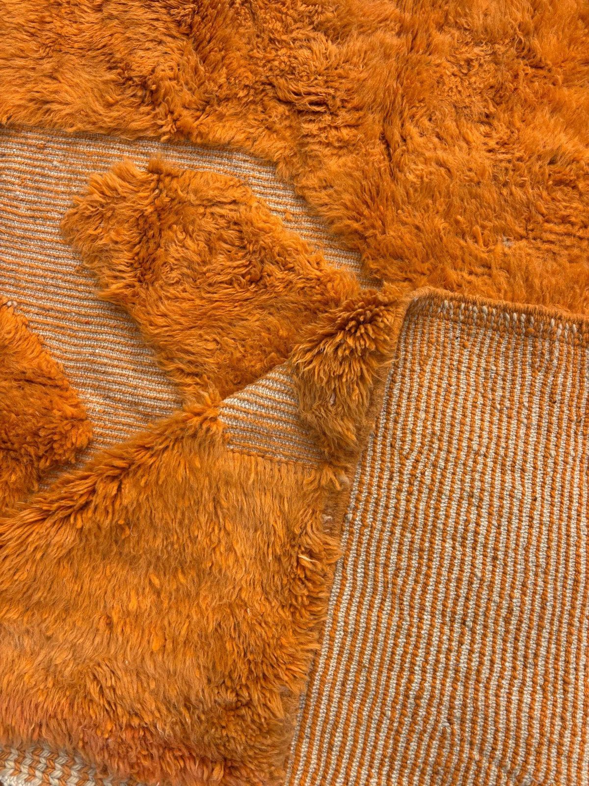 Handgemaakte Marokkaanse Mrirt vloerkleed – Burnt Orange wollen vloerkleed 200x300 cm – Modern getextureerd tapijt – Abstract dessin – Groot woonkamer vloerkleed photo Textiel
