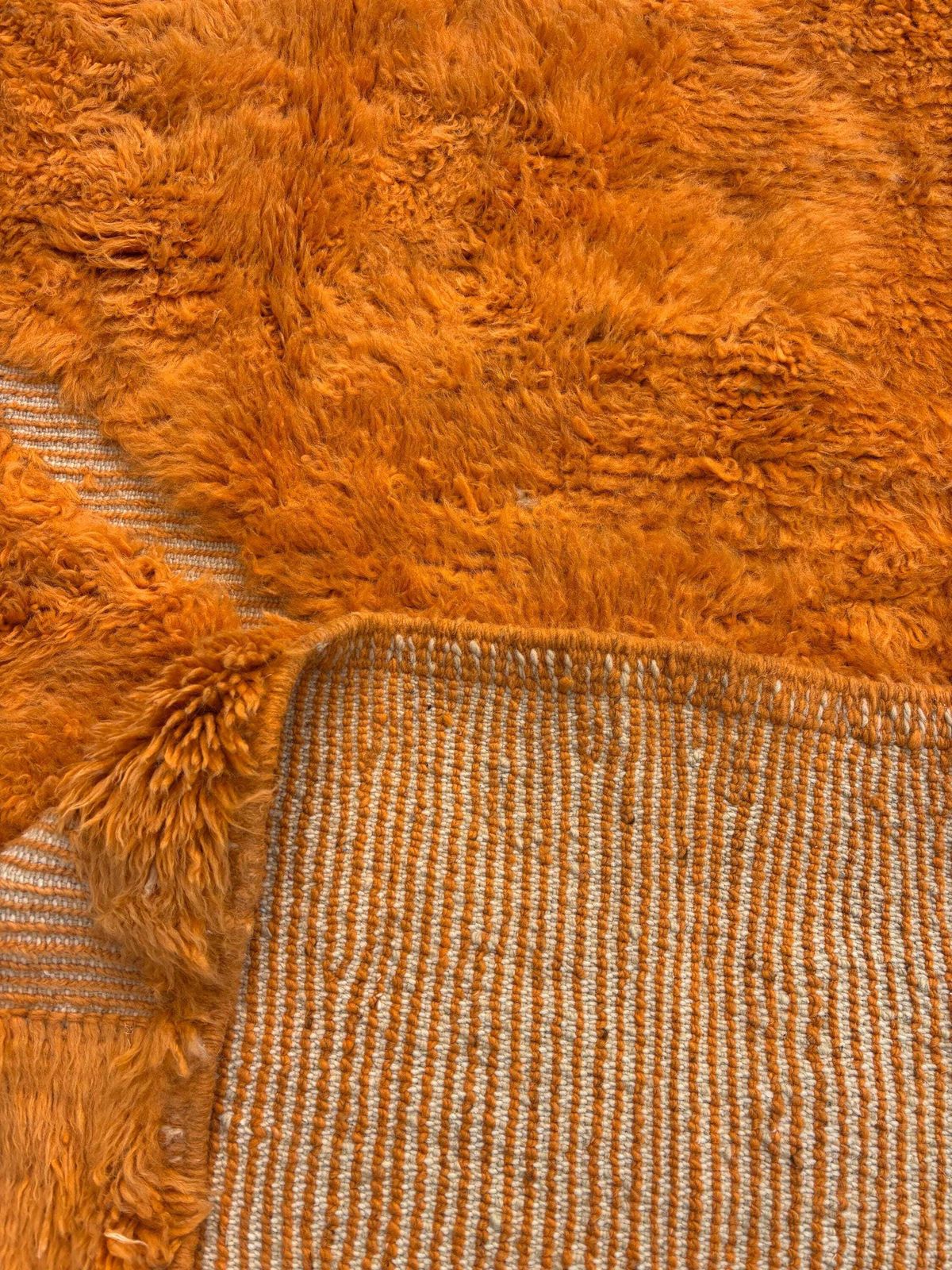 Handgemaakte Marokkaanse Mrirt vloerkleed – Burnt Orange wollen vloerkleed 200x300 cm – Modern getextureerd tapijt – Abstract dessin – Groot woonkamer vloerkleed photo 1220.0