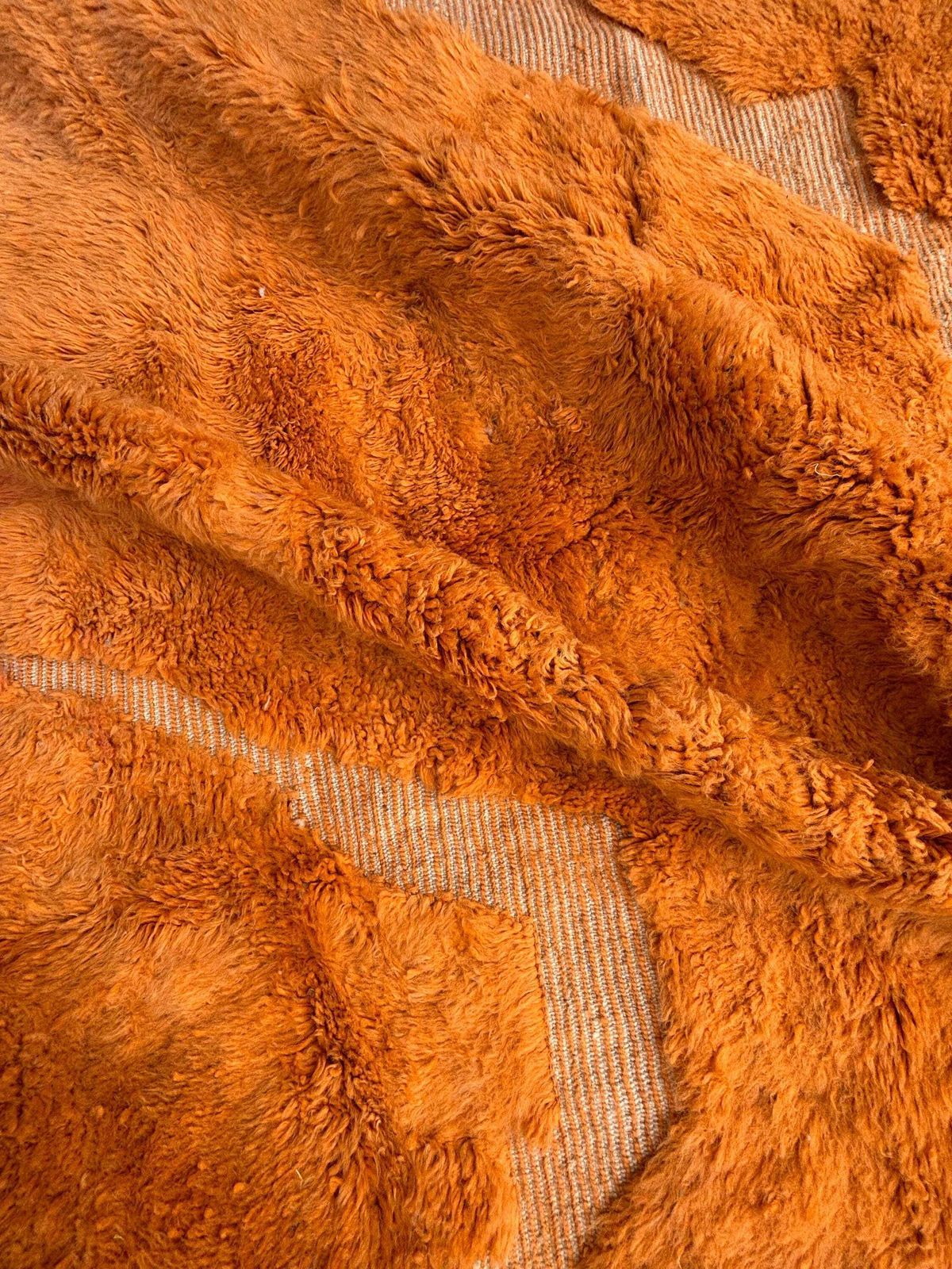 Handgemaakte Marokkaanse Mrirt vloerkleed – Burnt Orange wollen vloerkleed 200x300 cm – Modern getextureerd tapijt – Abstract dessin – Groot woonkamer vloerkleed photo buy