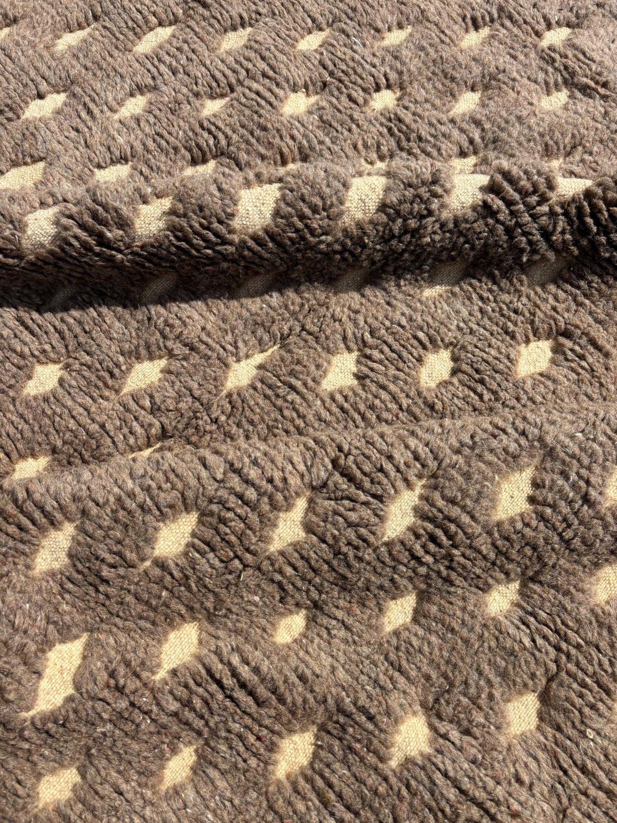 Boho Moroccan Area Wool Rug 180x270 Cm – Neutral Tones With Diamond Design & Fringe photo 994.0
