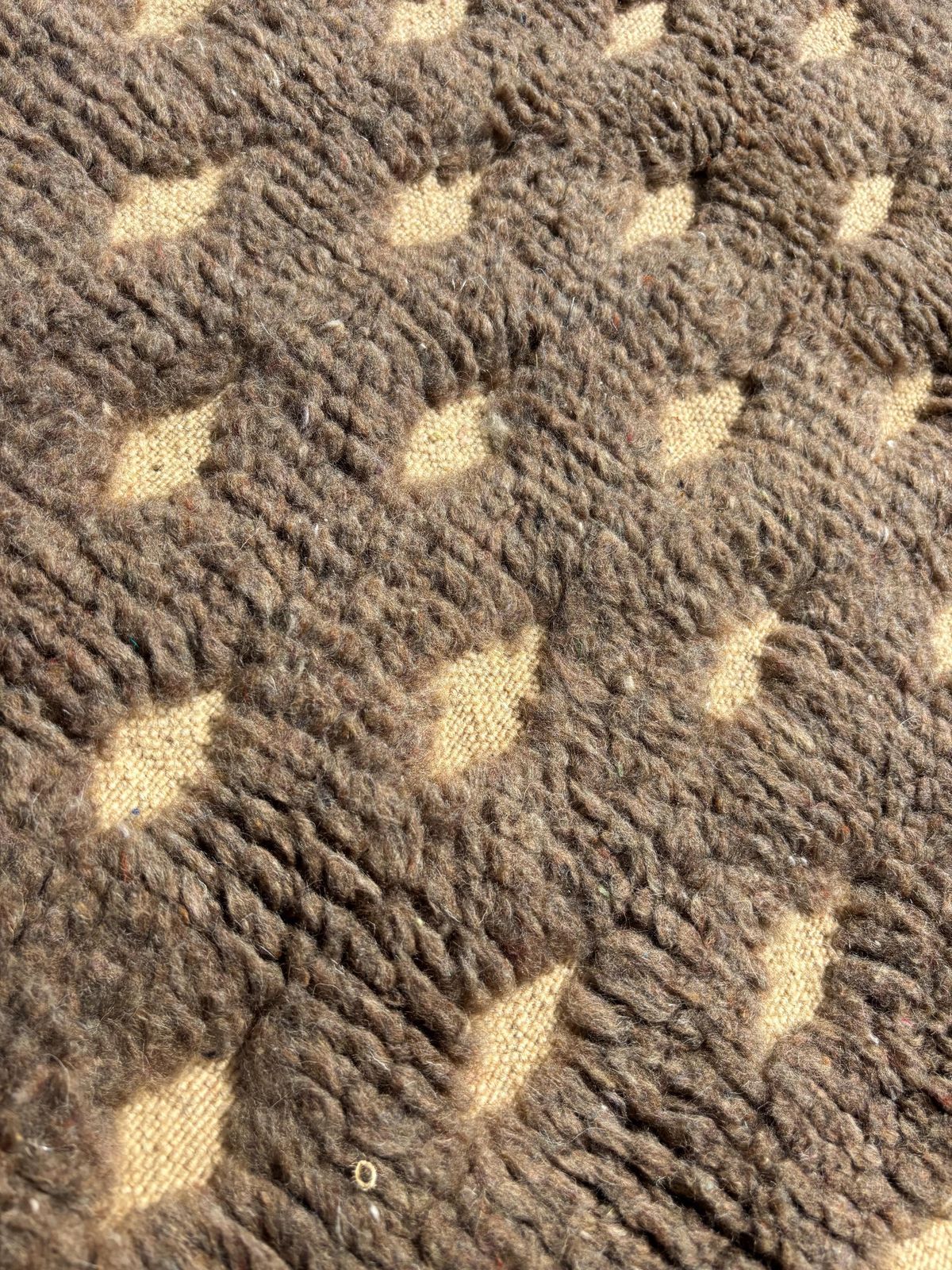 Boho Marokkaans wollen vloerkleed 180x270 cm – neutrale tinten met ruitdessin en franje photo vinterior