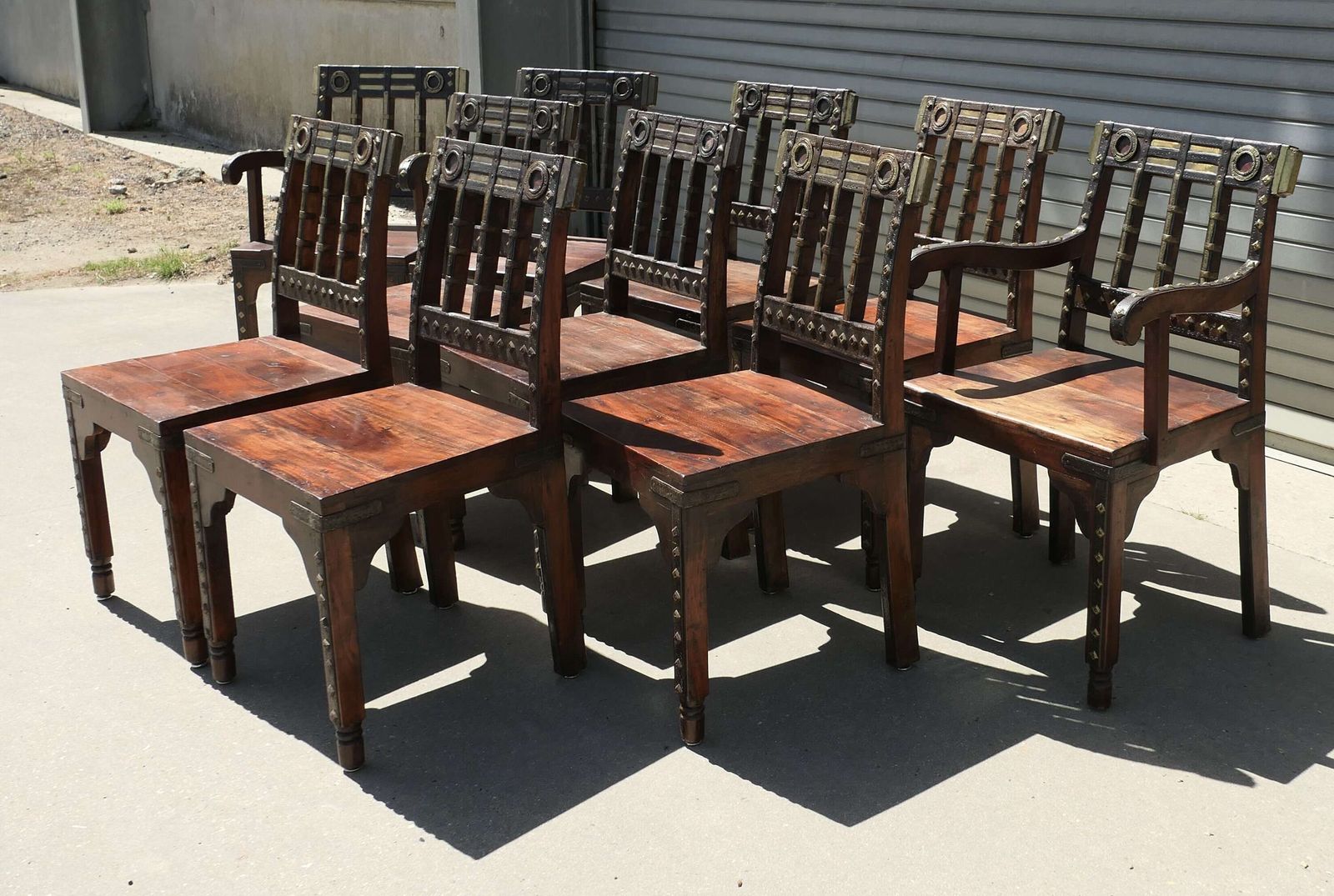 Anglo Indian Raj Table & 10 Chairs, Metal Decoration This Is An Anglo Indian Colonial Se photo 6900.0