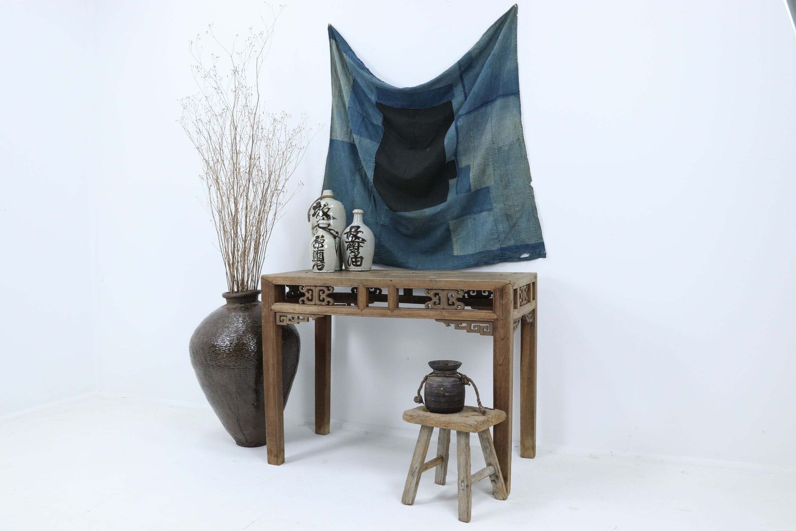 Chinese Qing Dynasty Elm Alter Table With Brass Staples photo furniture