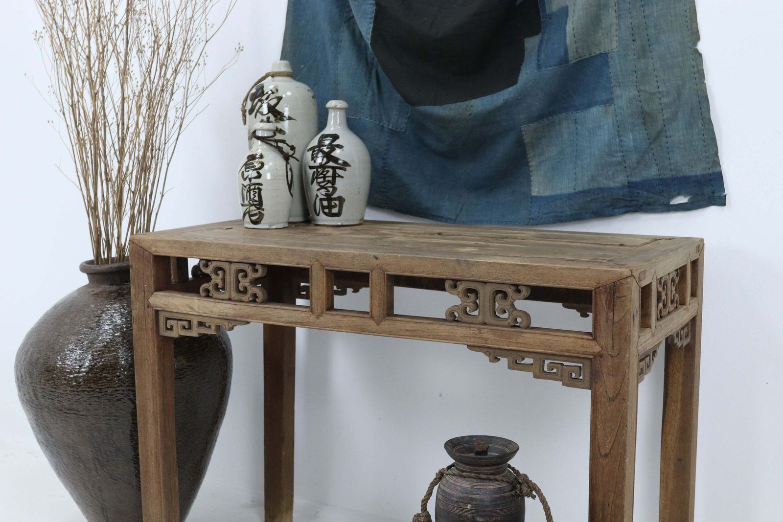 Chinese Qing Dynasty Elm Alter Table With Brass Staples photo Furniture
