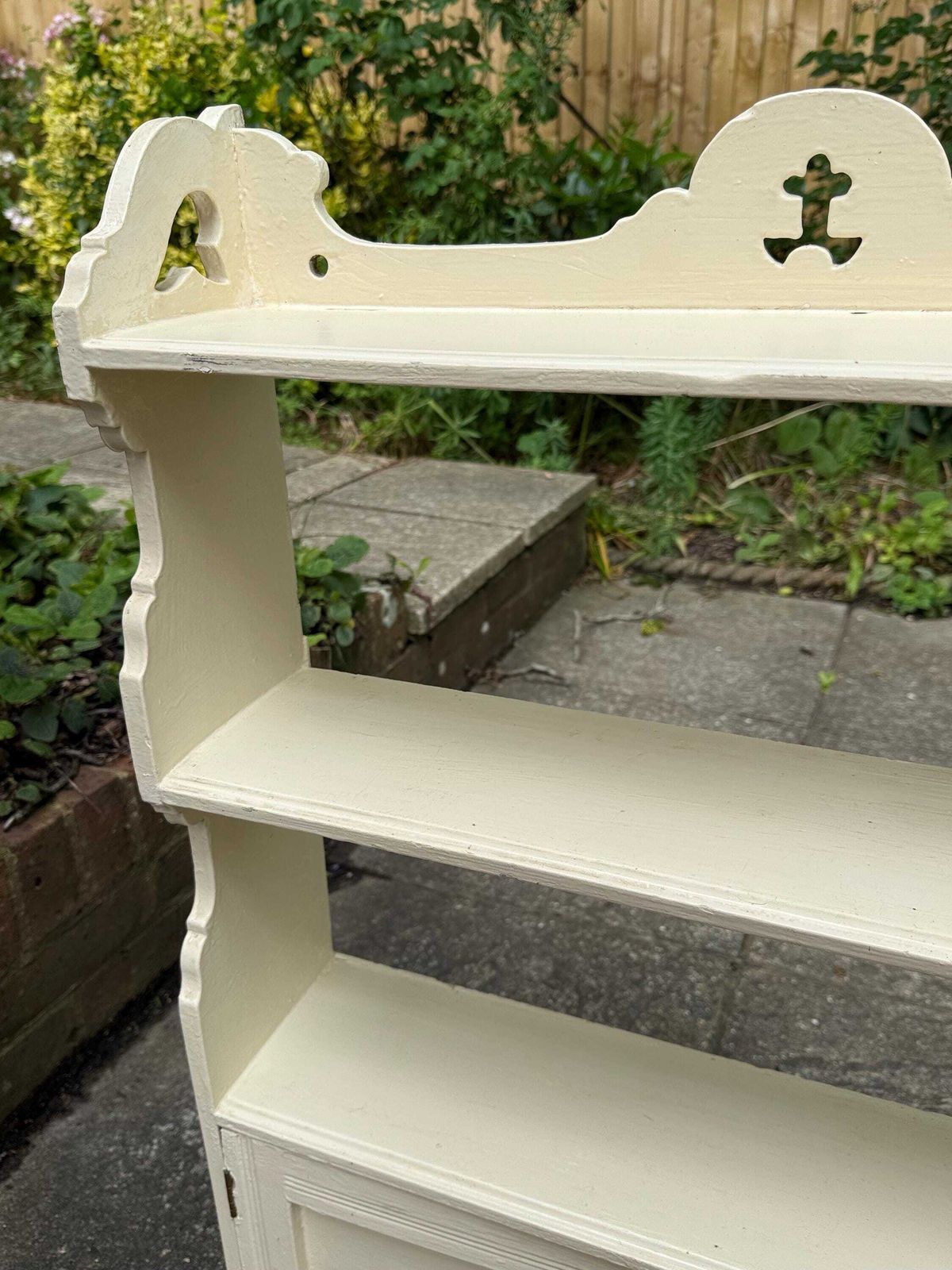 Antique Victorian Painted Wall Shelf Cabinet Rustic Cottage Hanging Cupboard With Key photo 295.0