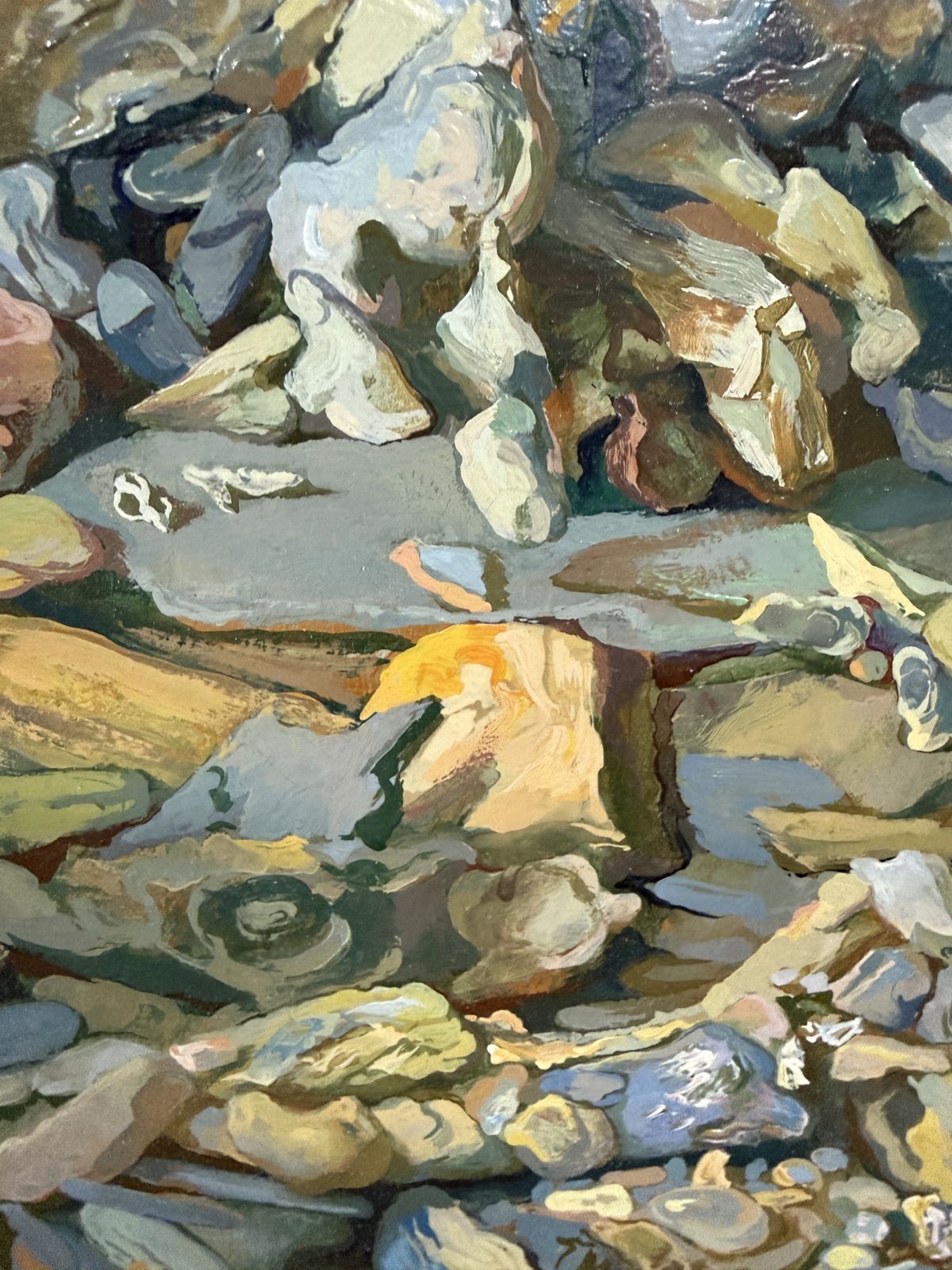 Antoni Pitxot, paysage minéral surréaliste et abstrait avec formes rocheuses de Cadaqués, huile sur toile, 1987 photo Art