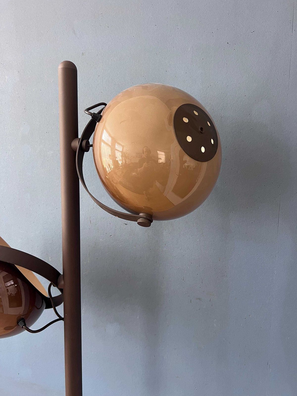 Herda Staande Lamp   Mushroom Vloerlamp   Bruin Mid Century photo vintage