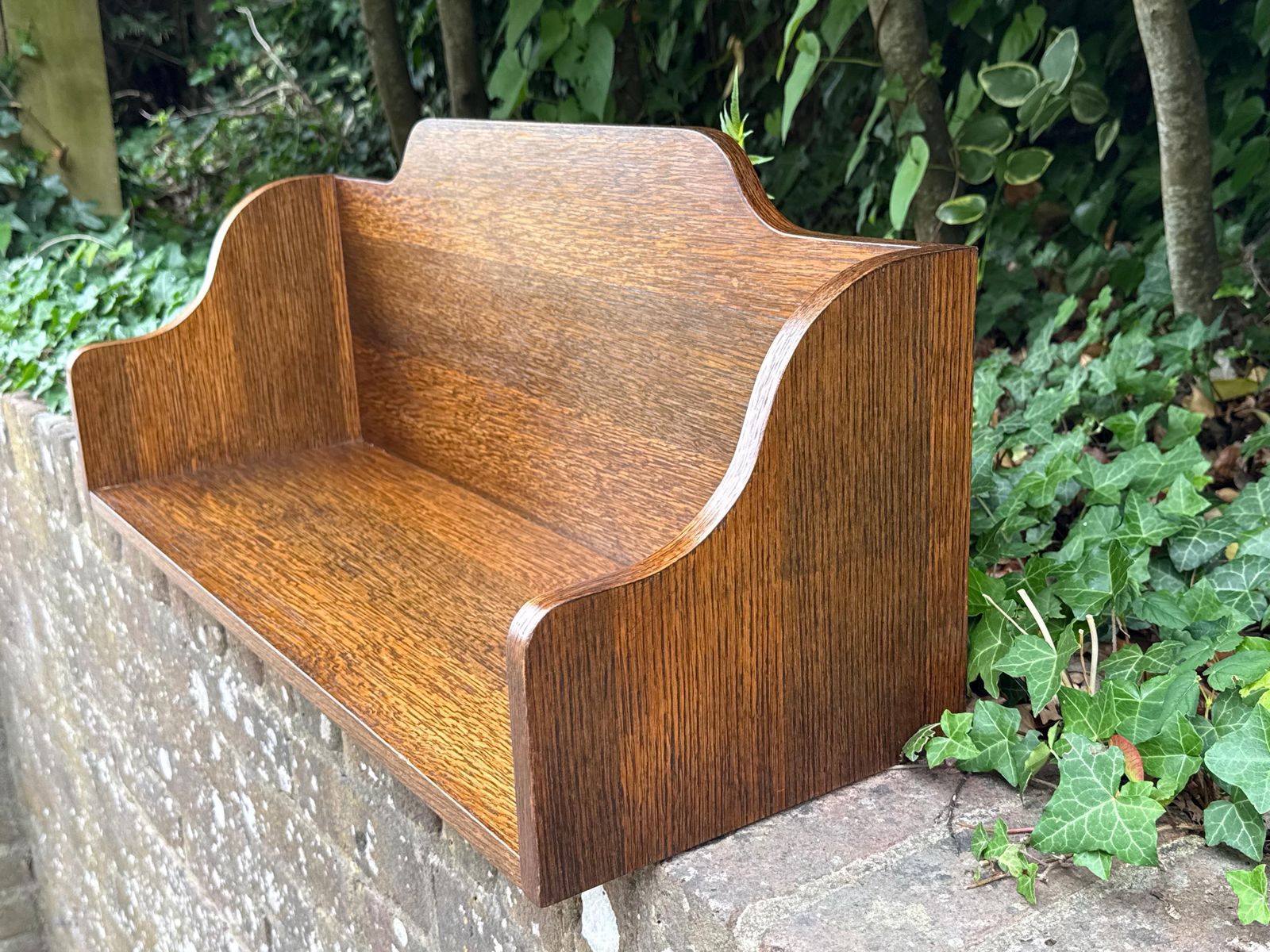 Vintage Oak Book Trough Bookstand Bookshelf Shelf Rustic Country Storage photo for sale