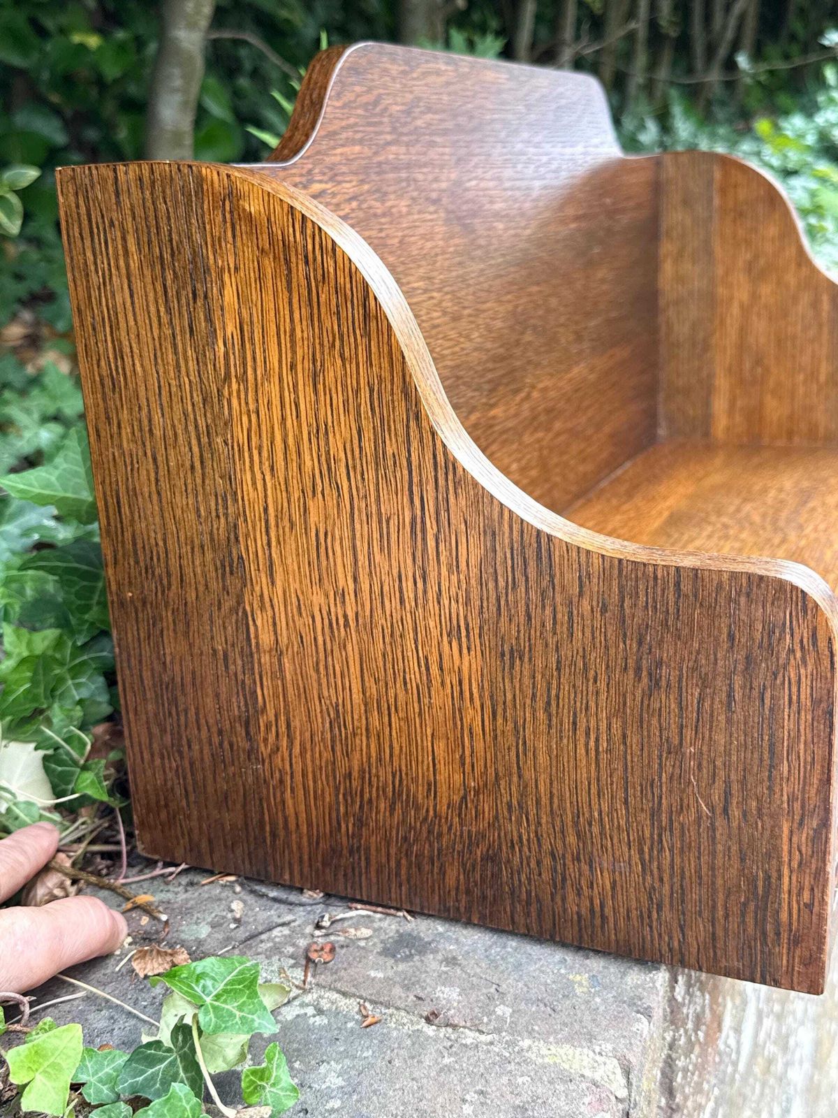 195.0 Vintage Oak Book Trough Bookstand Bookshelf Shelf Rustic Country Storage photo
