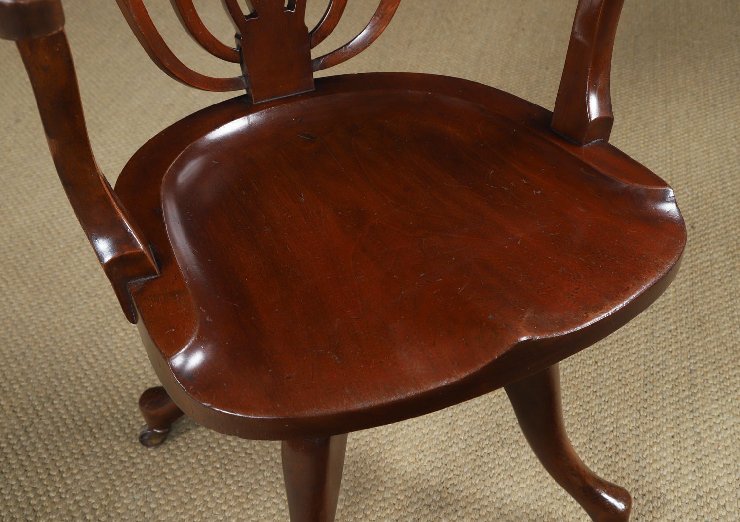 English Victorian Mahogany Swivel Office Desk Chair (Circa 1880) photo 1095.0