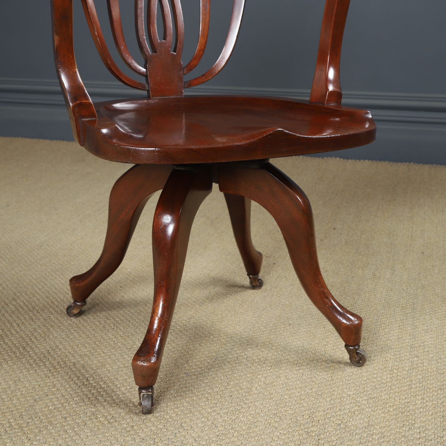 photo furniture English Victorian Mahogany Swivel Office Desk Chair (Circa 1880)