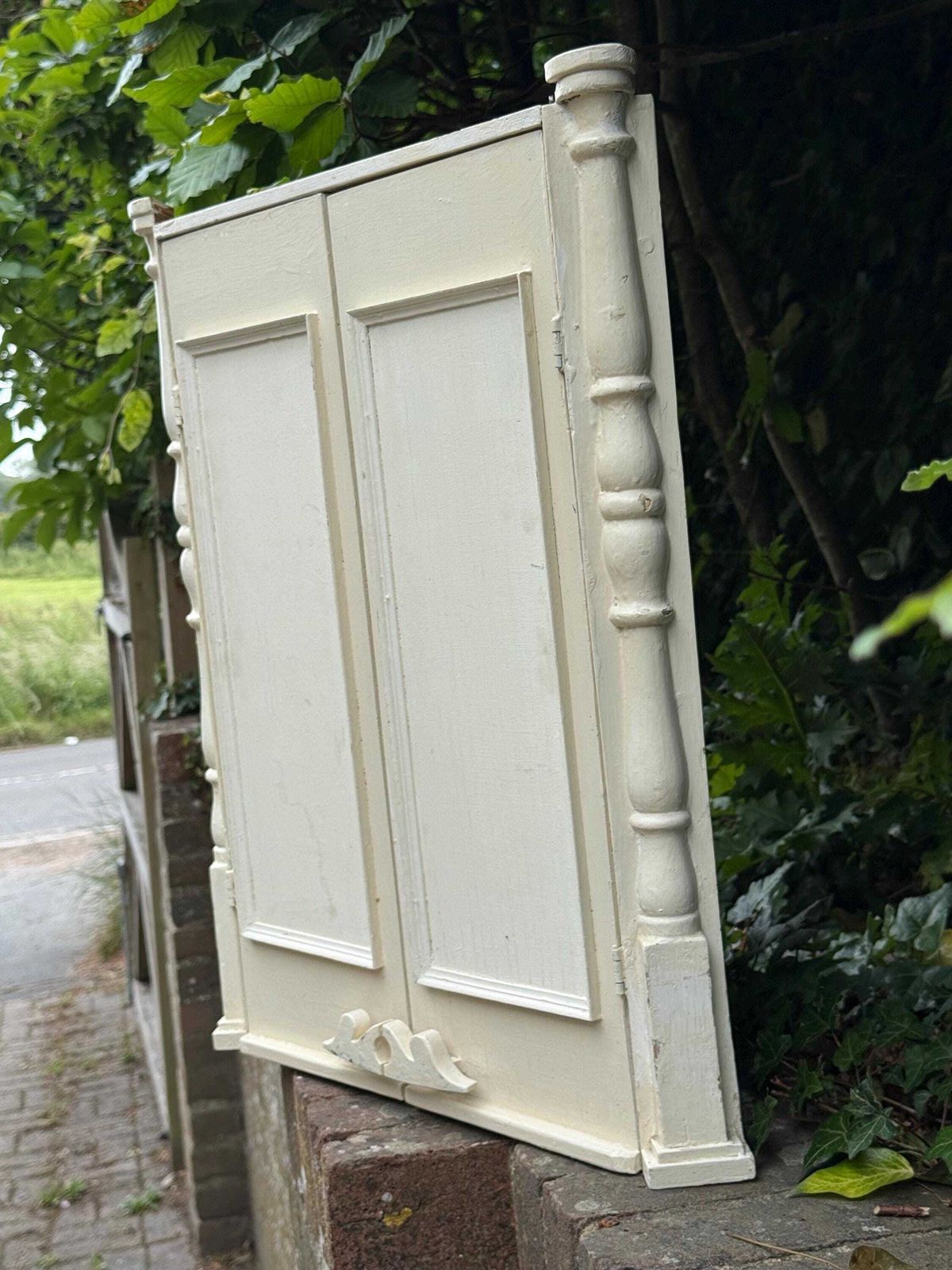 Unusual And Unique Antique Painted Corner Cabinet, Mirrored Wall Cupboard Rustic Decor And Art photo Furniture