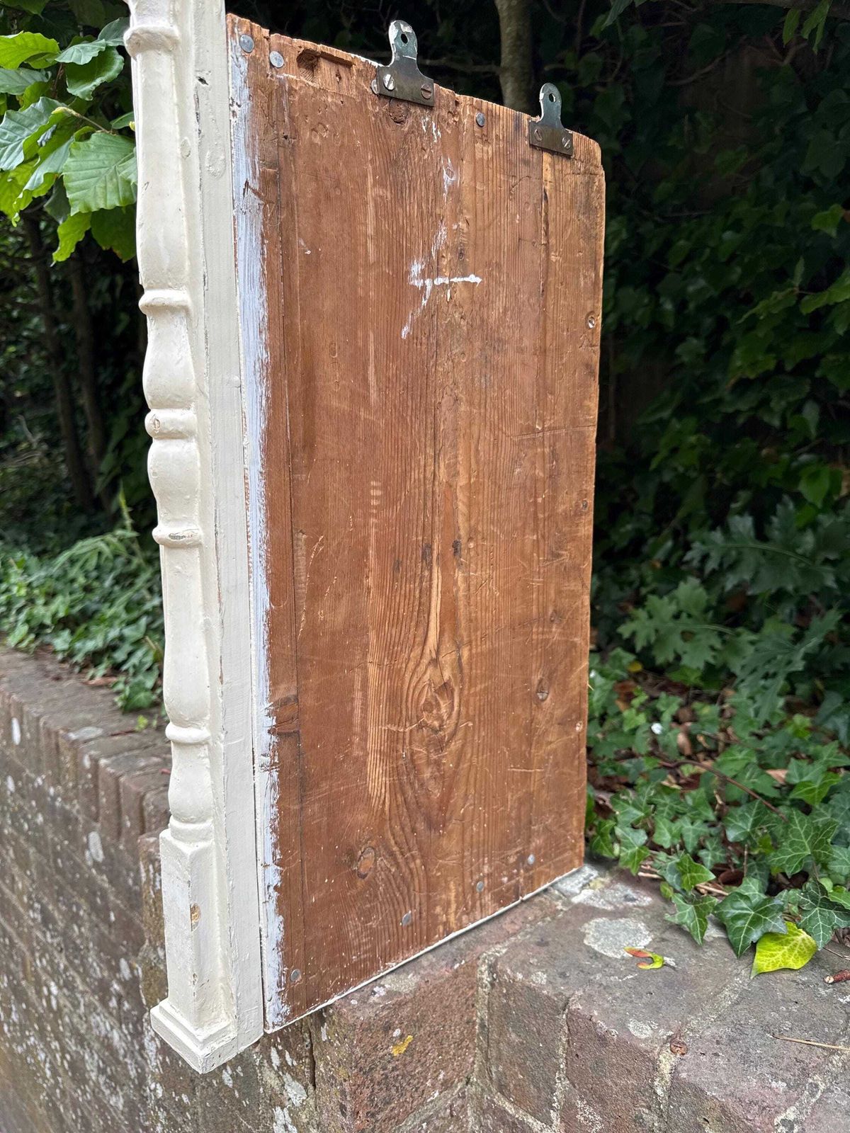 photo vintage Unusual And Unique Antique Painted Corner Cabinet, Mirrored Wall Cupboard Rustic Decor And Art