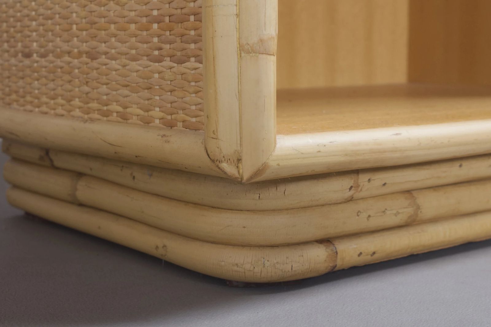 Pair Of 1970s Italian Bamboo & Rattan Bedside Tables /  Nightstands photo 375.0