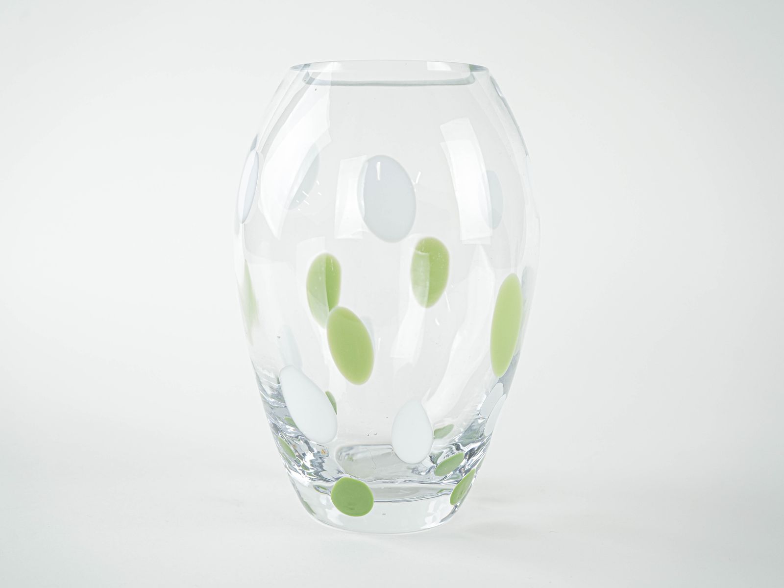 Polka Dot Glass Vase, Danish Design, 1970s, Made In Denmark photo vinterior