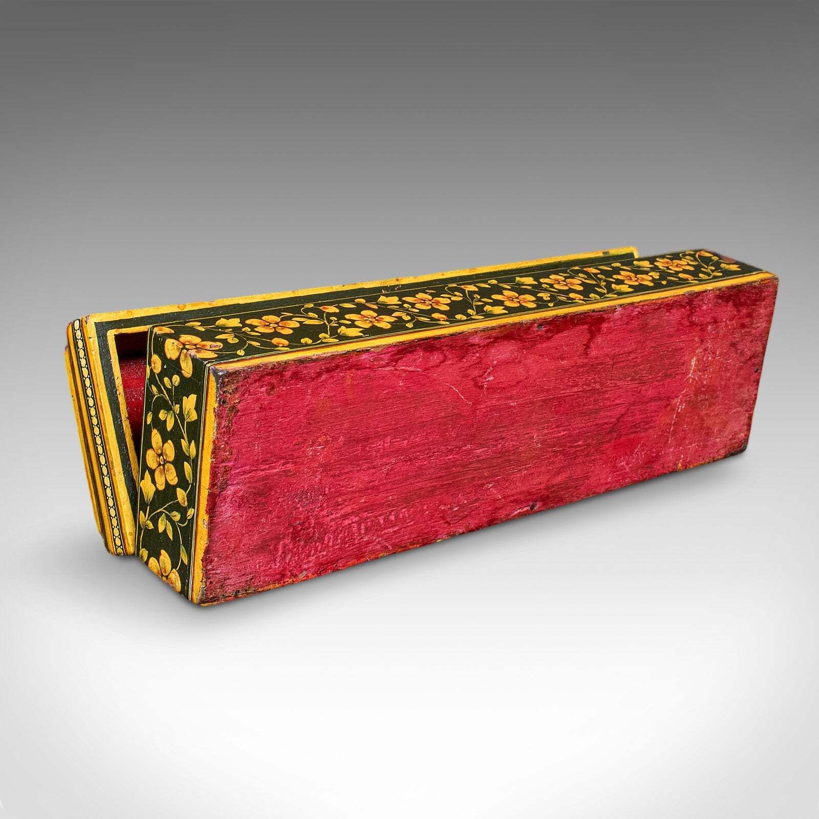 199.0 Antique Calligrapher's Quill Box, Austrian, Hand Painted, Pen Case, Edwardian photo
