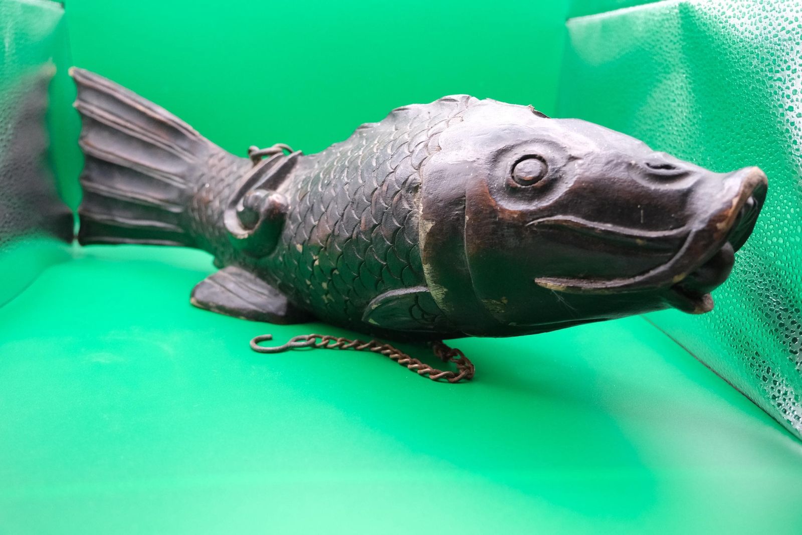 Antique Japanese Jizai Kagi Carved Wood Koi Fish, Meiji Period Hearth Kettle Hook, Japanese Folk Art Carp, Good Luck Prosperity Gift, 47cm photo furniture