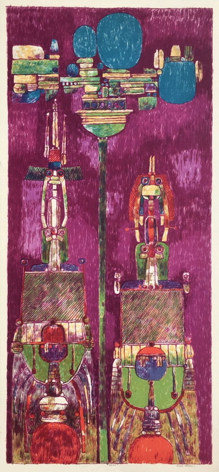 Lithographie signée Pierre Courtin La Vie Face à Face 1972
