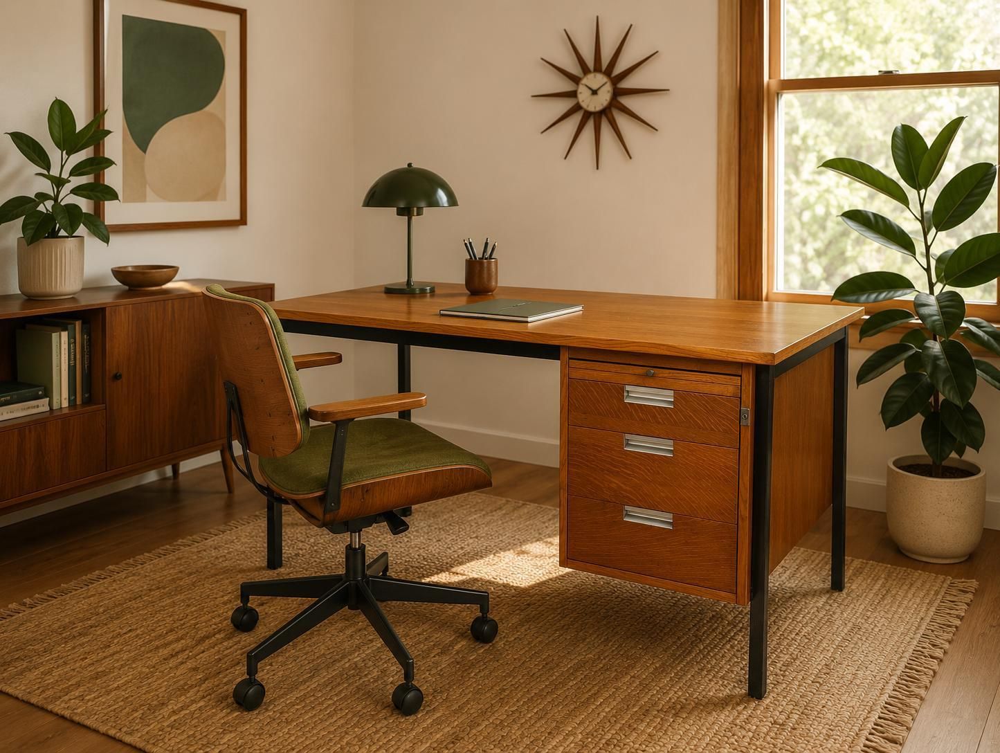 1970s Retro Teak Mid Century Office Desk By Alco