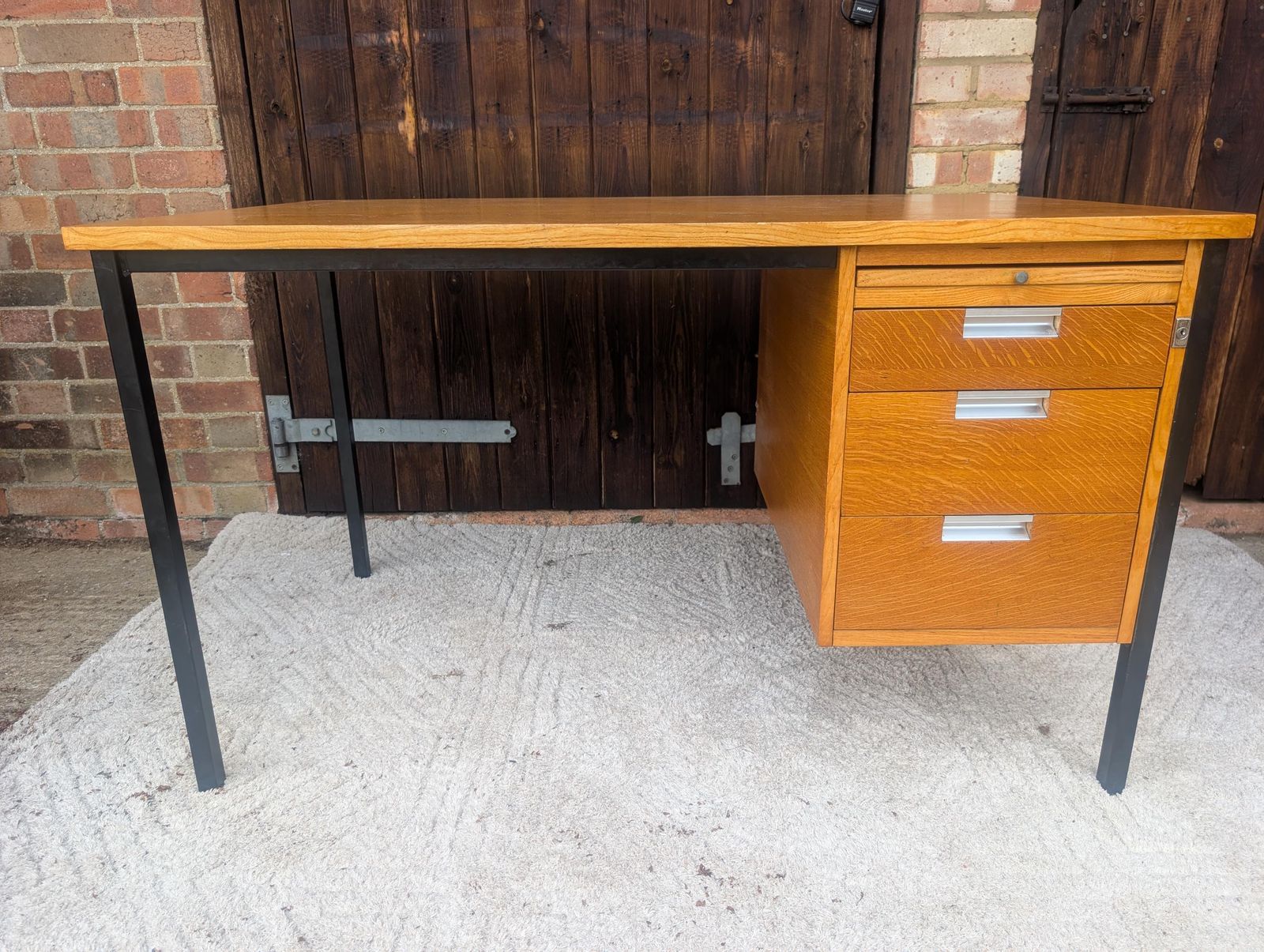 1970s Retro Teak Mid Century Office Desk By Alco photo vinterior