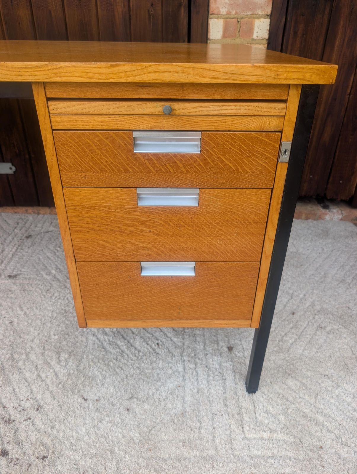 Furniture 1970s Retro Teak Mid Century Office Desk By Alco photo