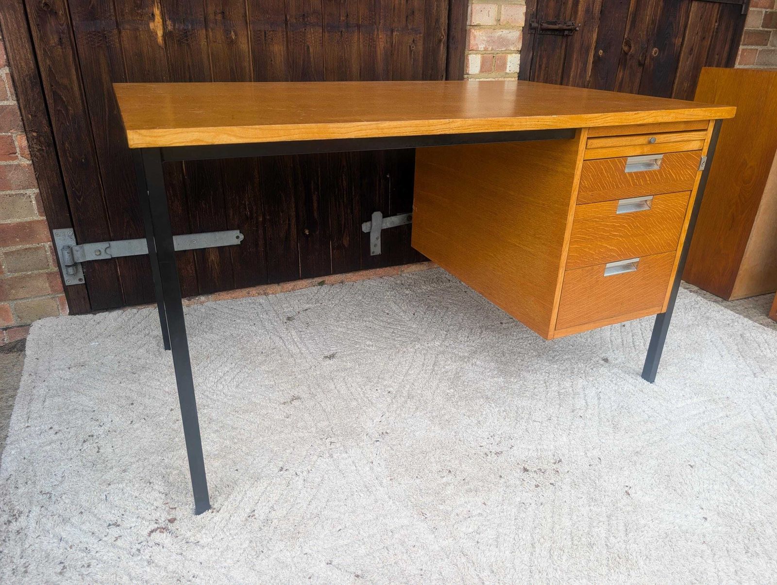 250.0 1970s Retro Teak Mid Century Office Desk By Alco photo