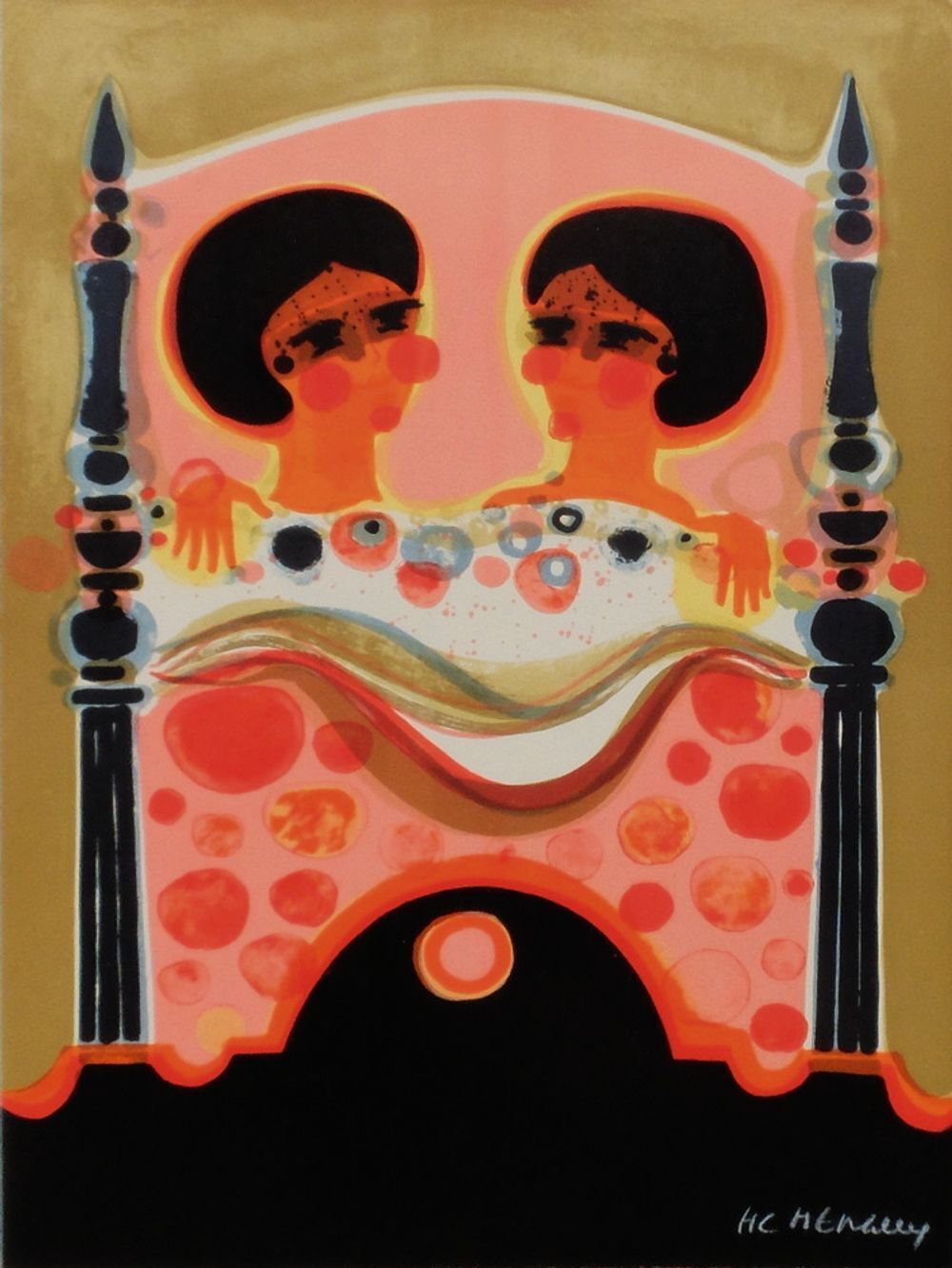 Frédéric Menguy Signed Lithograph 1975   Les Angéliques   La Sieste