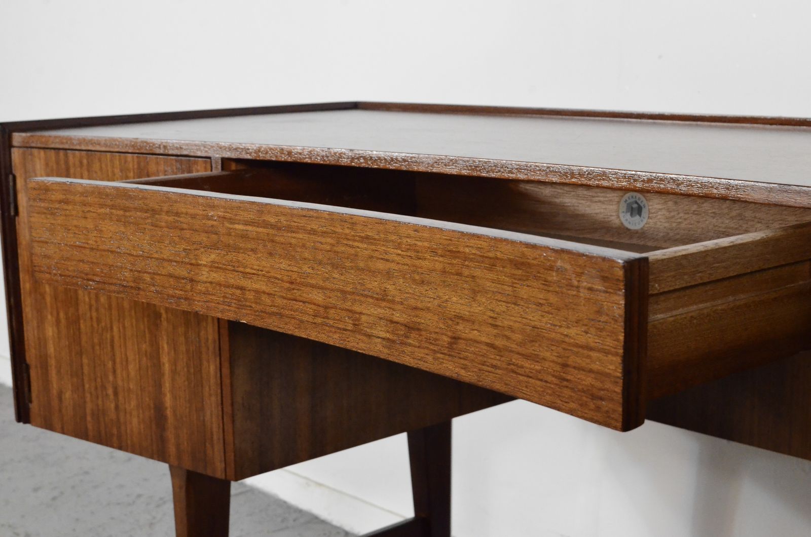 Midcentury Meredew Desk In Walnut And Brass. photo for sale