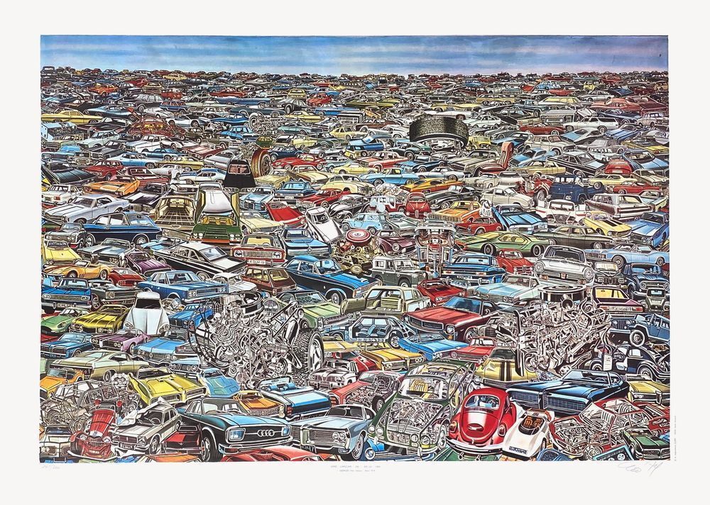 Gudmundur Erro Signed Poster Carscape 1974