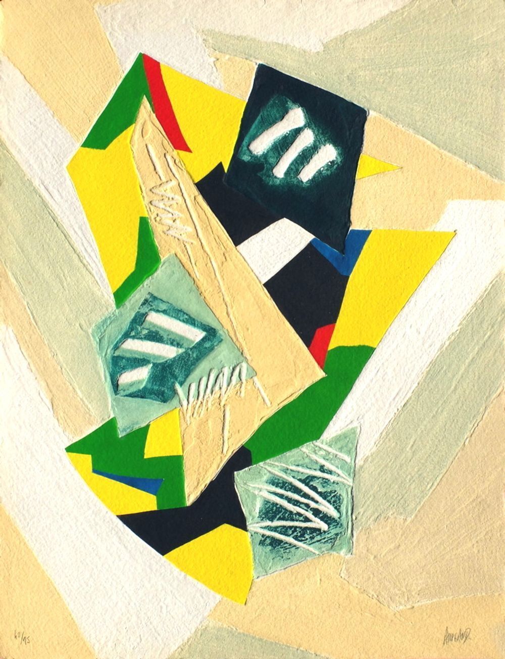 Bernard Alligand, estampe au carborundum signée, Terre d'automne, 1990
