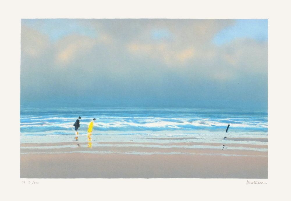 Pierre Doutreleau gesigneerde lithografie Couple Sur La Plage 1990