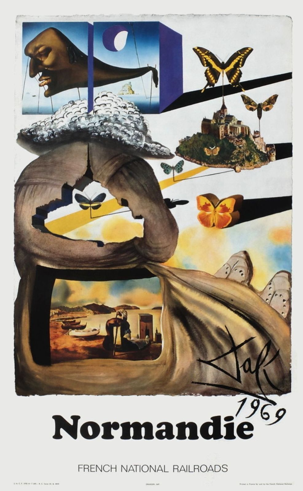 Salvador Dali Poster Sncf   French National Railroads   Normandie (Large) 1970