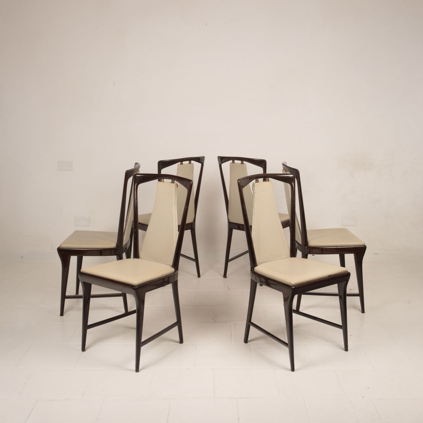 Osvaldo Borsani Mid Century Italian Mahogany Stained Dining Chairs For Abv 1950 photo Furniture