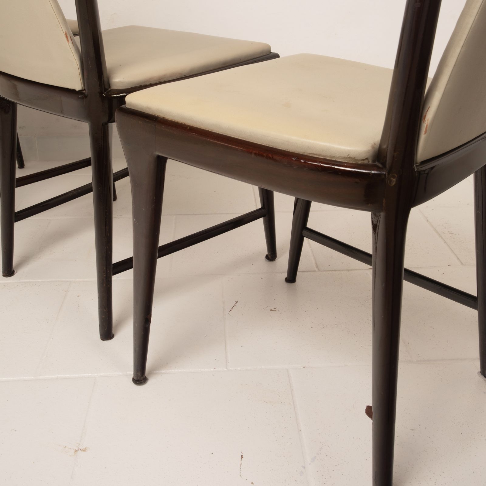 Osvaldo Borsani Mid Century Italian Mahogany Stained Dining Chairs For Abv 1950 photo vinterior
