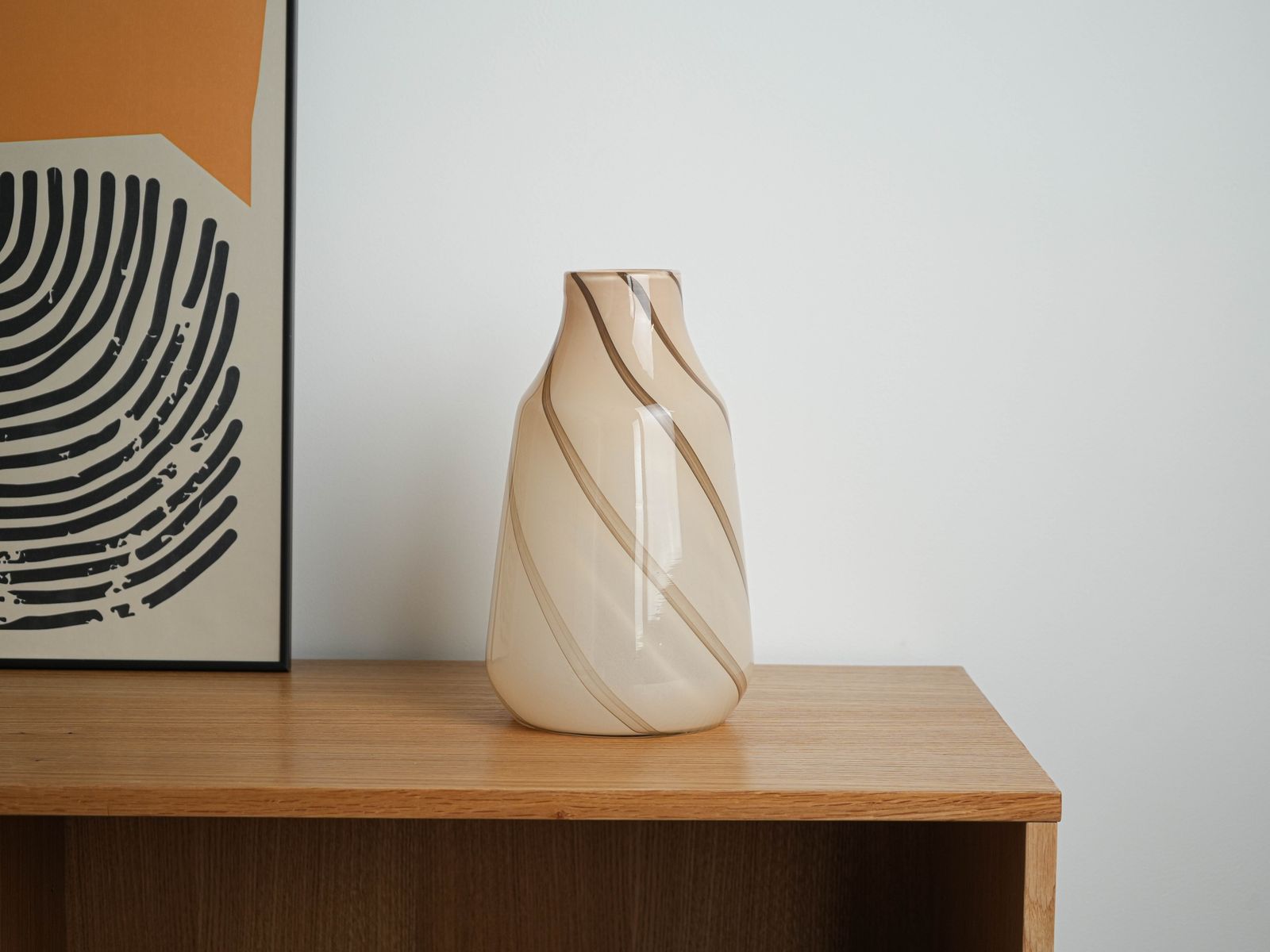 Beige glazen vaas, Deens design, jaren 1970, Made In Denmark photo vintage