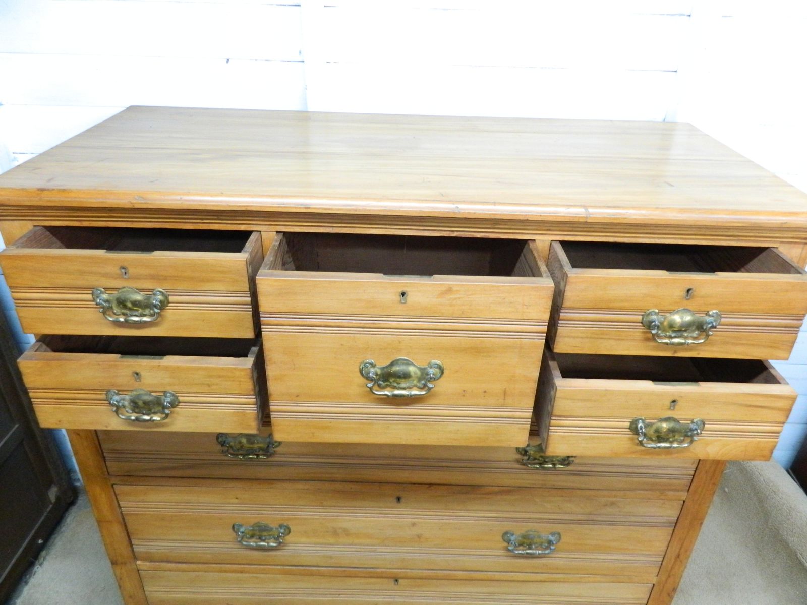Edwardian Satin Walnut Large Chest Of Drawers photo vintage
