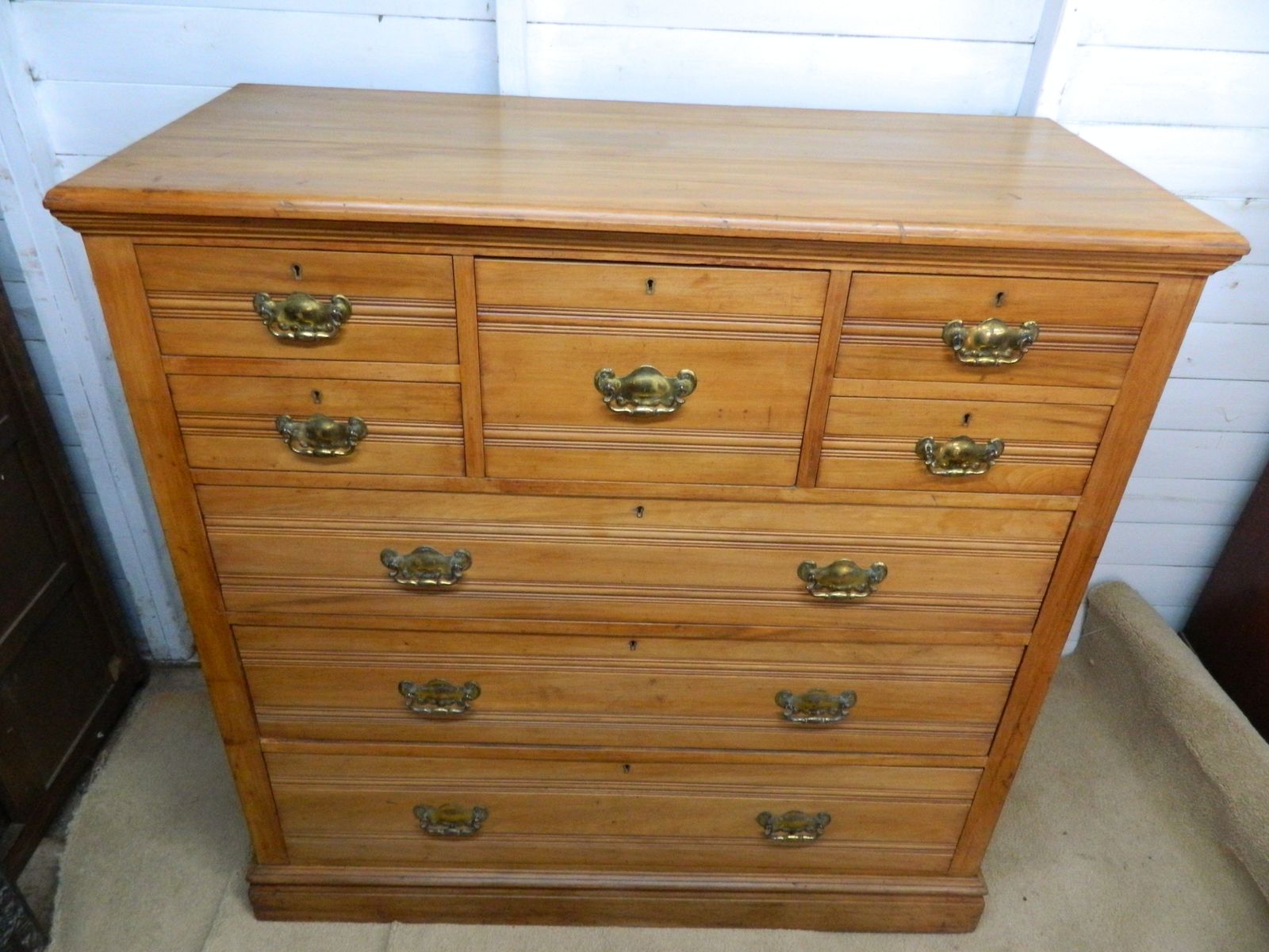 475.0 Edwardian Satin Walnut Large Chest Of Drawers photo
