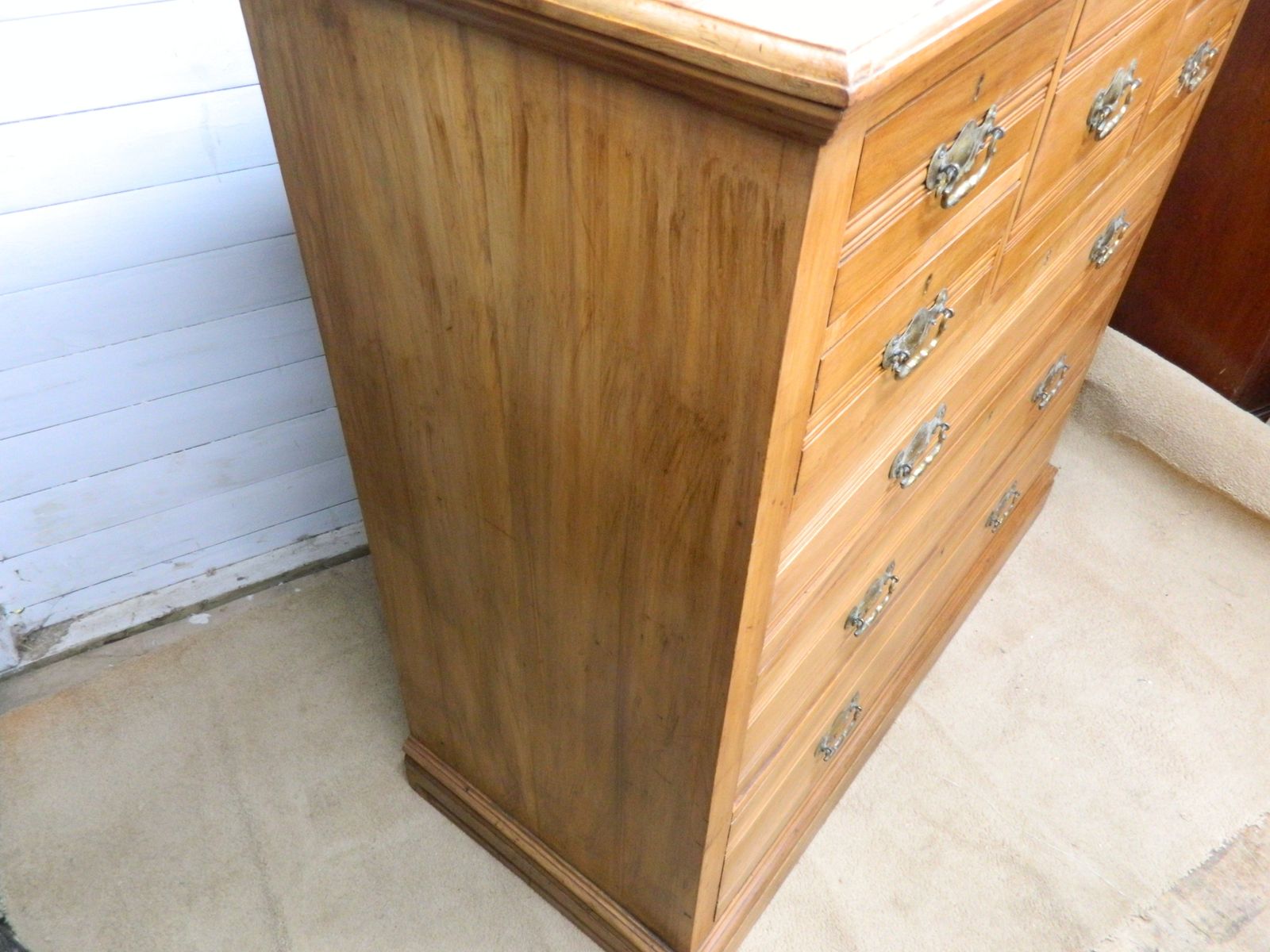 photo vintage Edwardian Satin Walnut Large Chest Of Drawers