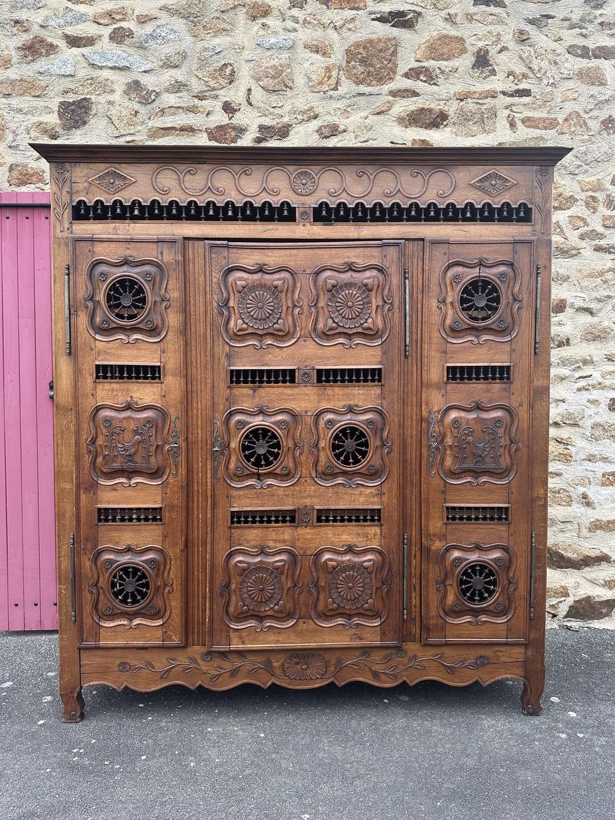 Antique French Breton Carved Oak Bedroom Suite photo for sale