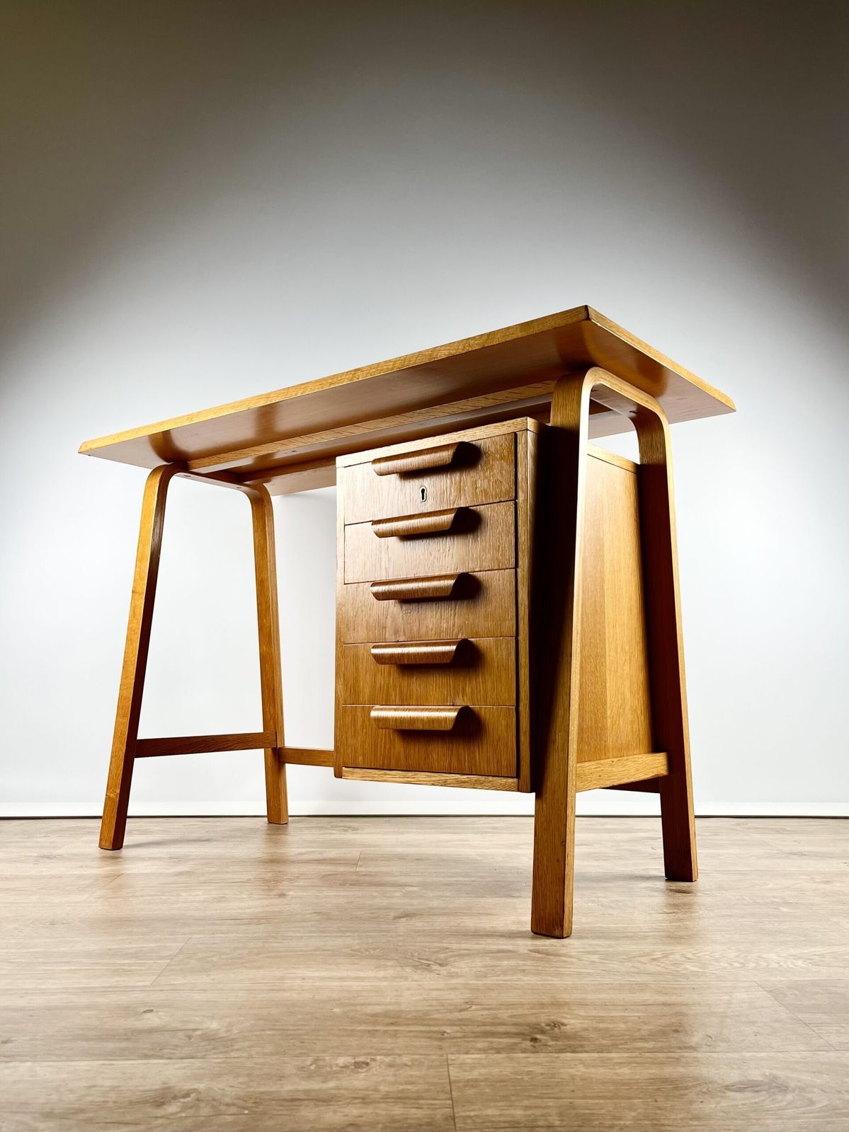 Modernist Bentwood Gordon Russell Desk Czechoslovakian 1950s