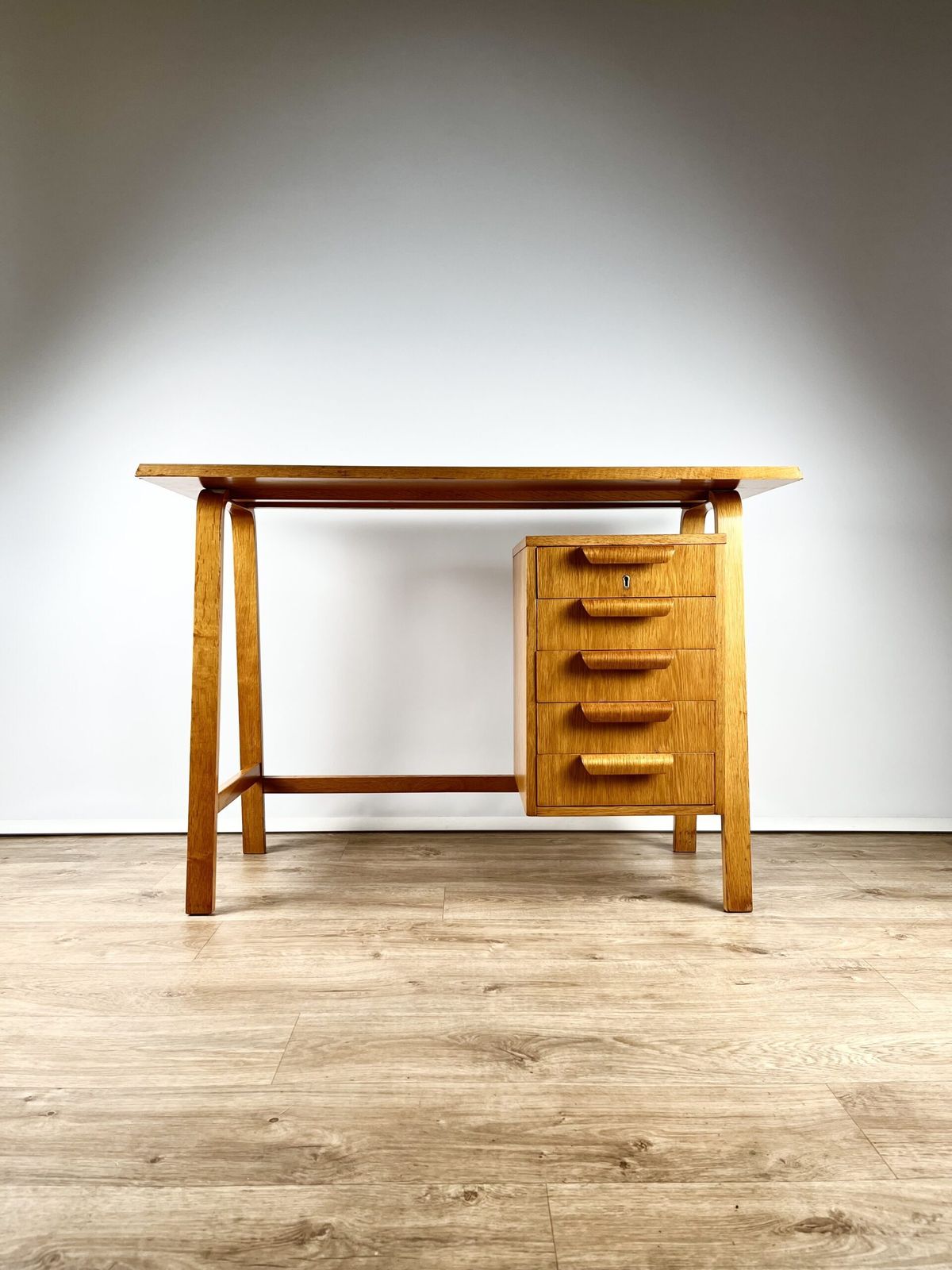 Modernist Bentwood Gordon Russell Desk Czechoslovakian 1950s photo for sale