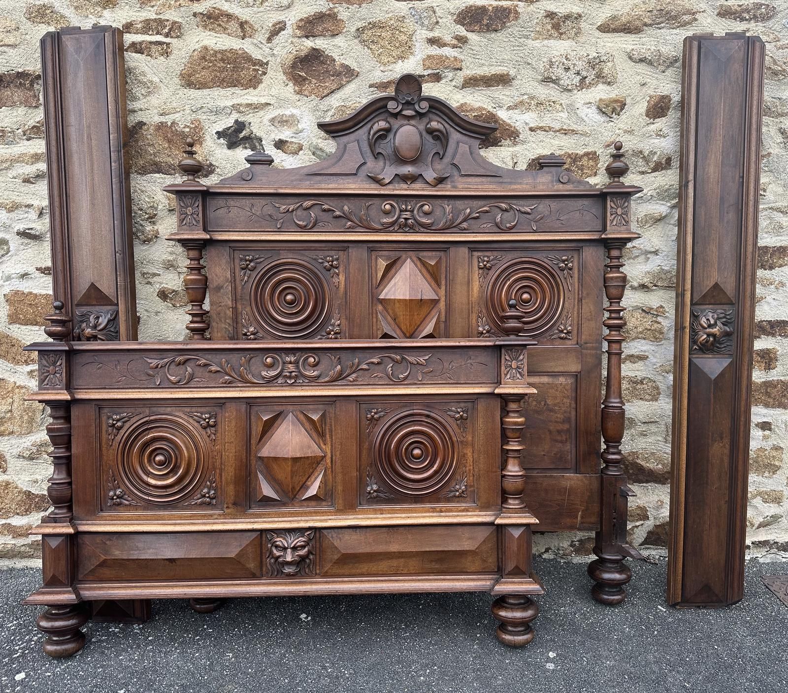 2795.0 Antique French Bedroom Suite   Bed, Armoire, Bedside Tables photo