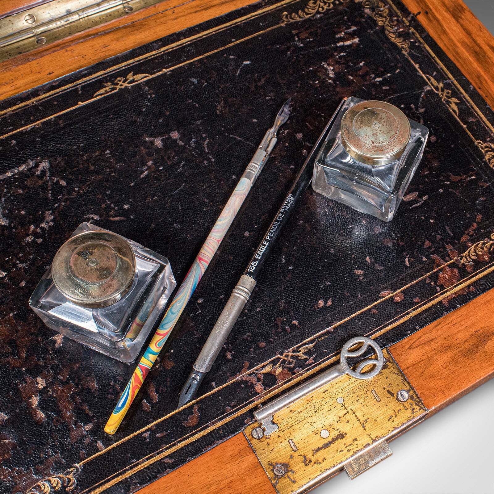 1934.0 Antique Admiral's Writing Station, English, Walnut, Stationery Case, Regency photo