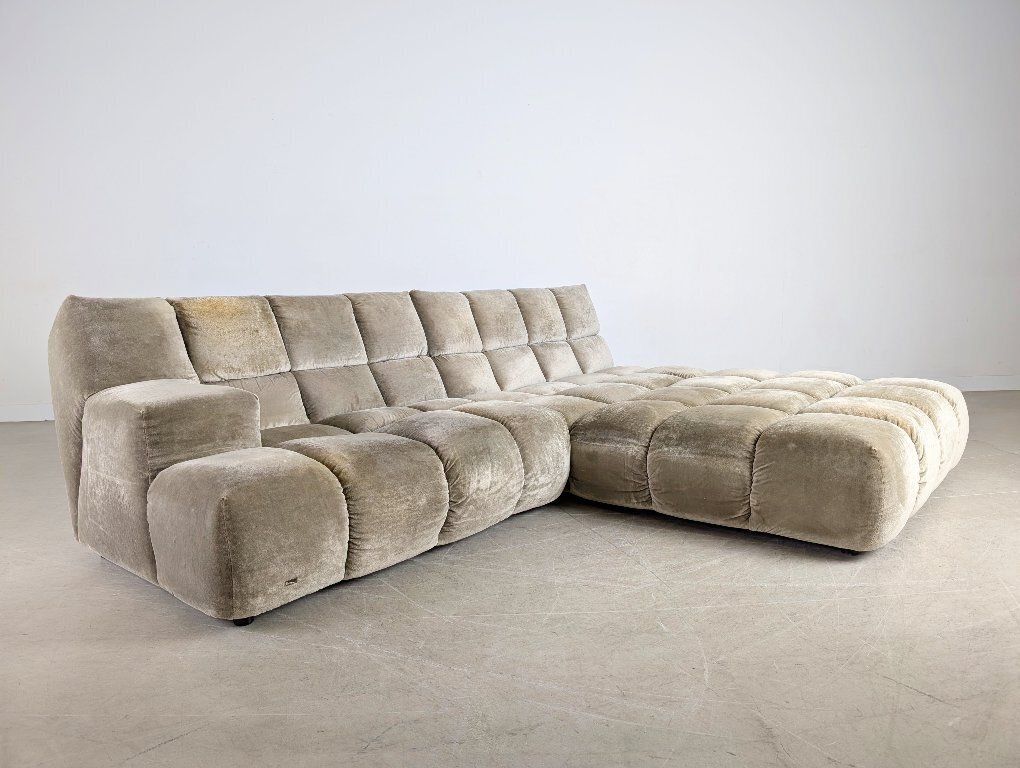 Original Bretz Ocean 7 Corner Sofa, Designer Couch In Velvet photo vintage