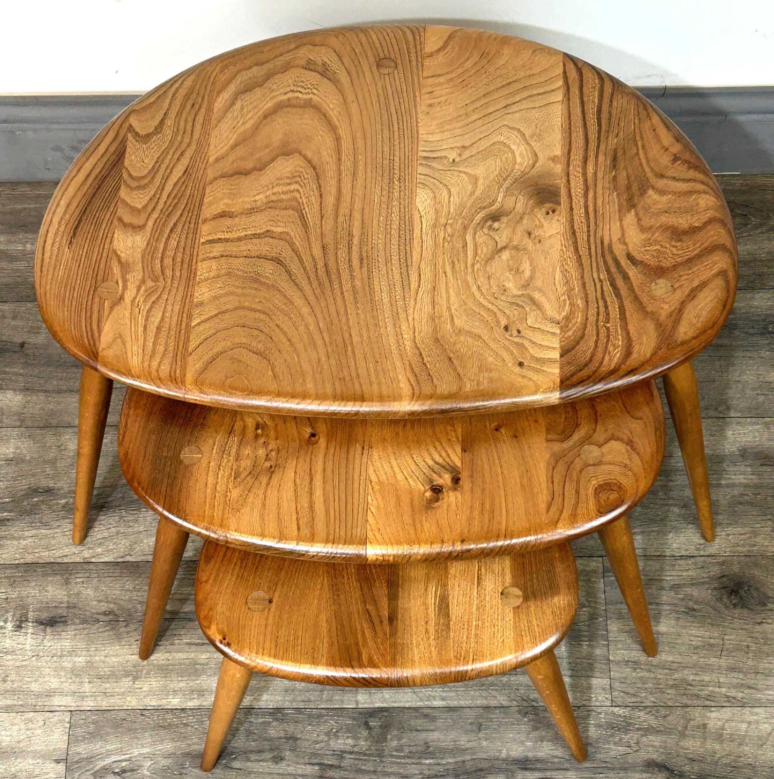 photo for sale Mid Century 'Blondified' Solid Elm/Beech Nesting Pebble Tables Ercol